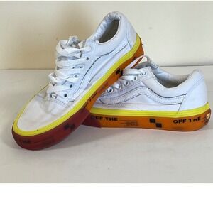 Vans Old Skool Off The Wall Edition White‎ Canvas Sneakers - Men 4.5 / Wmn 6